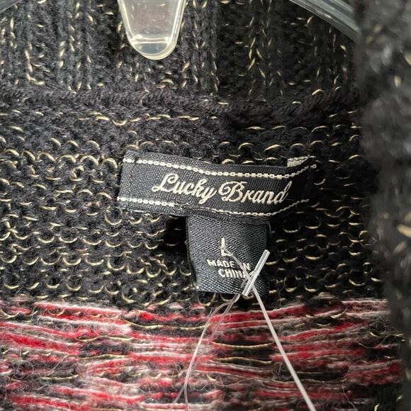 Lucky Brand Womens Cowlneck Sweater L Tunic Wool Blend Fairisle Boho Oversized - Picture 8 of 10